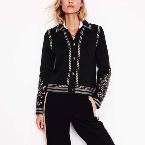 BODEN Collared Knitted Jacket